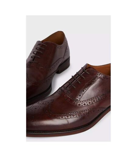 Mens oxford leather brogues burgundy Burton
