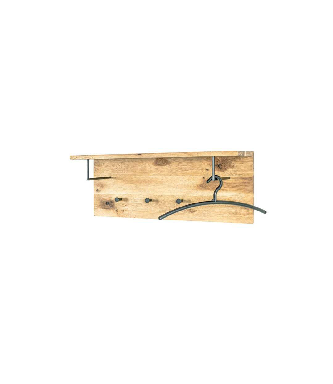 Patère Murale 4 Crochets & Cintre Royal Oak 80cm Naturel-1