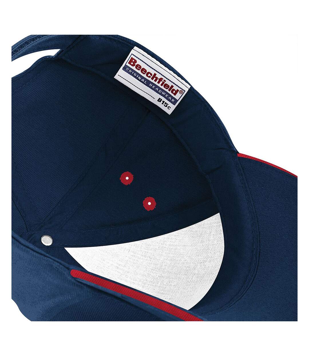 Beechfield Unisex Ultimate 5 Panel Contrast Baseball Cap With Sandwich Peak / Headwear (French Navy/ Classic Red) - UTRW222-3