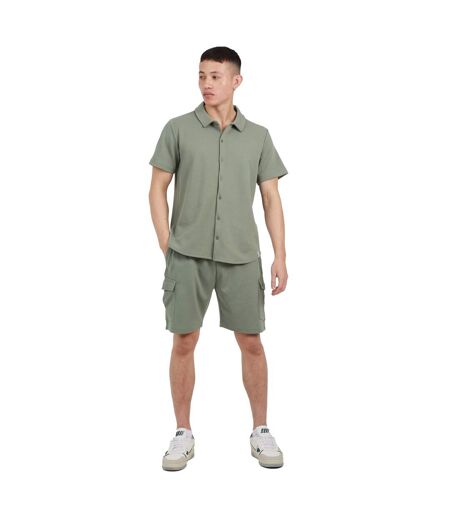 Mens Cadby Textured Cargo Shorts Washed Sage Brave Soul