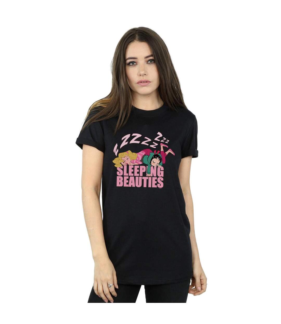 Disney Womens/Ladies Wreck It Ralph Aurora And Vanellope Cotton Boyfriend T-Shirt (Noir) - UTBI47508-2