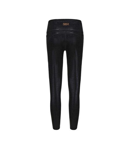 Womens/ladies Move Patterned High Rise Leggings Black Biba