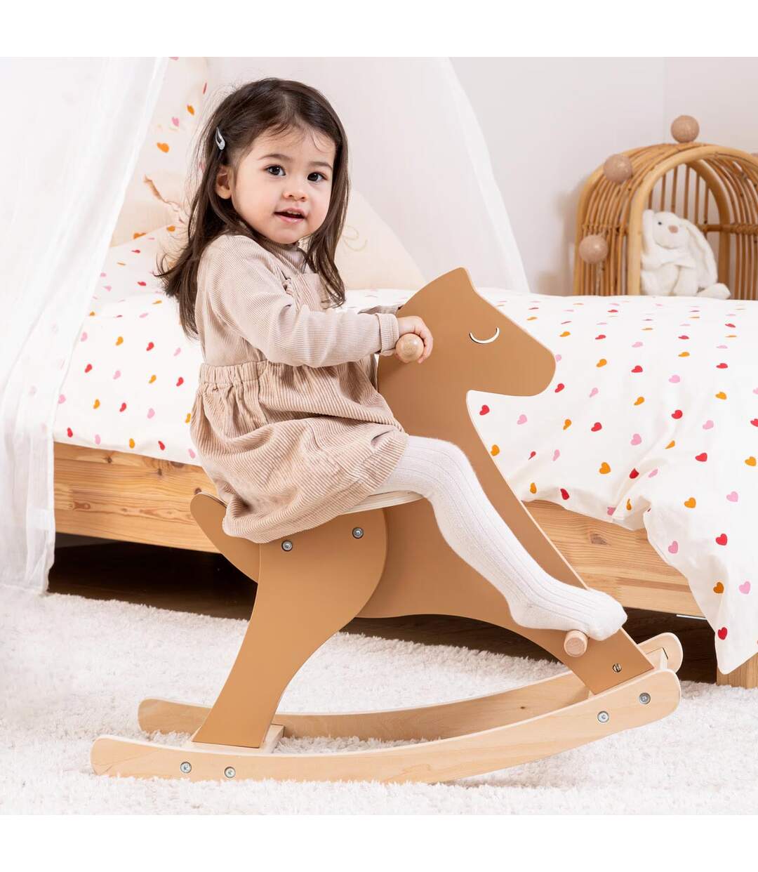 Cheval à Bascule en Bois Lago 64cm Marron-5