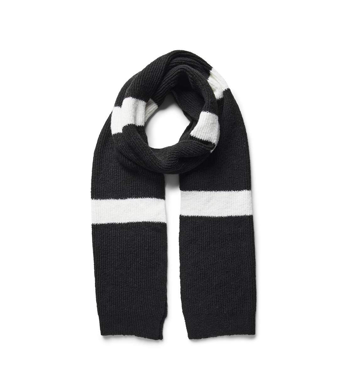Echarpe rayure blanche/noire femme pieces sana scarf-1