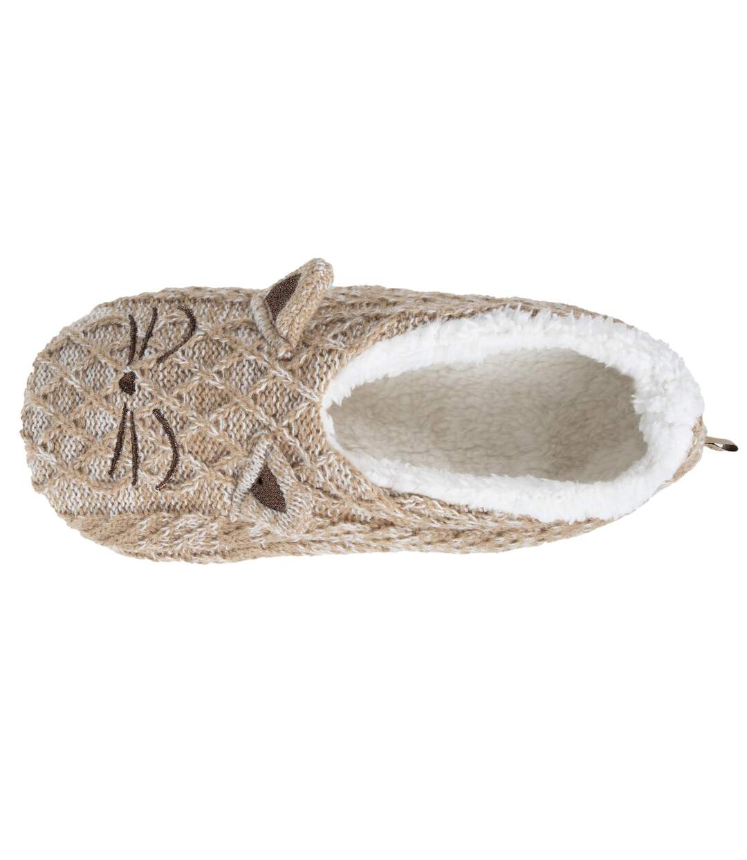 Isotoner Chaussettes d'intérieur femme maille torsadée, picots antidérapants-2
