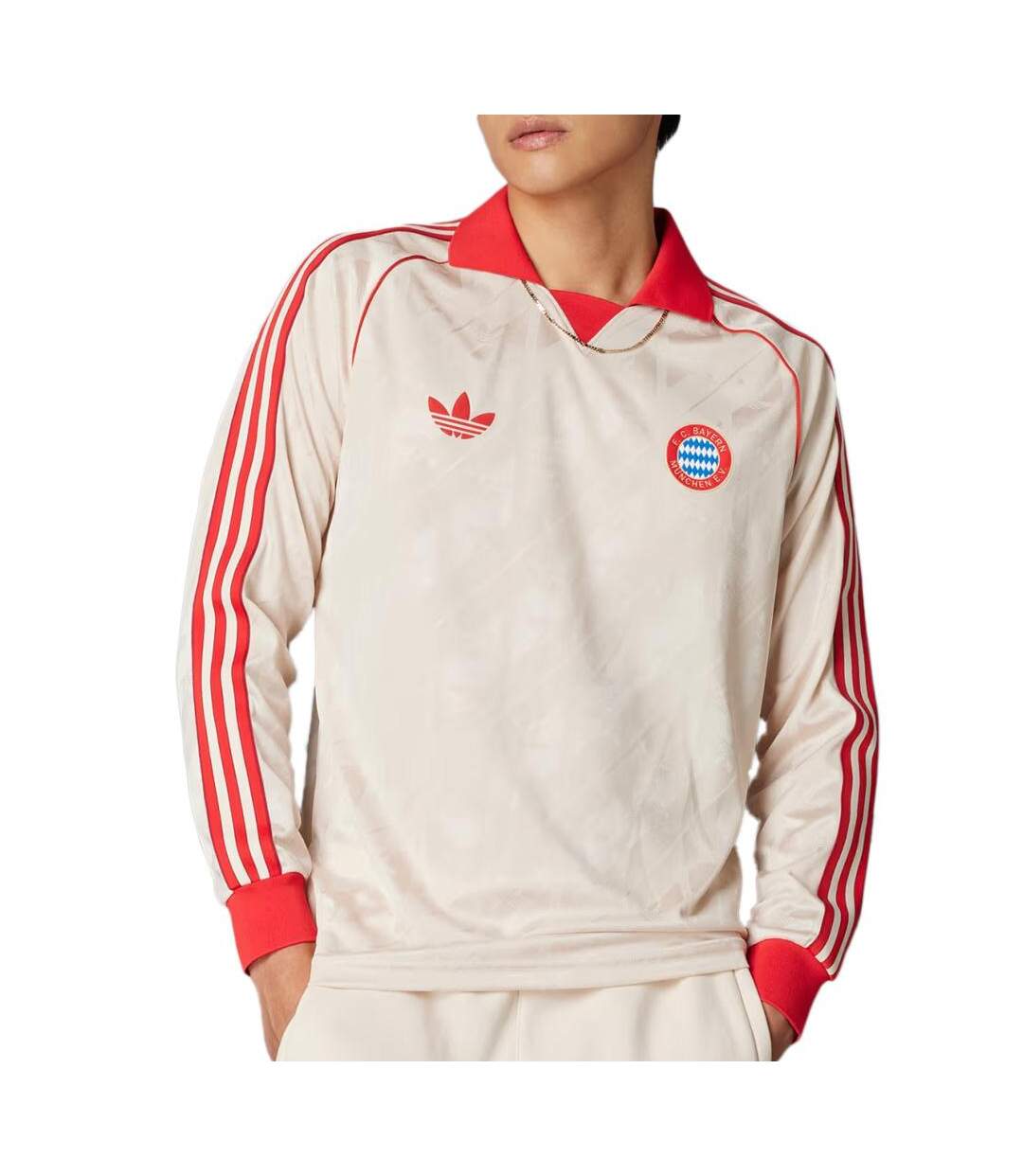 Bayern munich maillot lifestyle ecru/rouge homme adidas-1