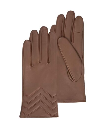 Isotoner Gants femme en cuir d'agneau pleine fleur, doublés soie, tendance et modernes