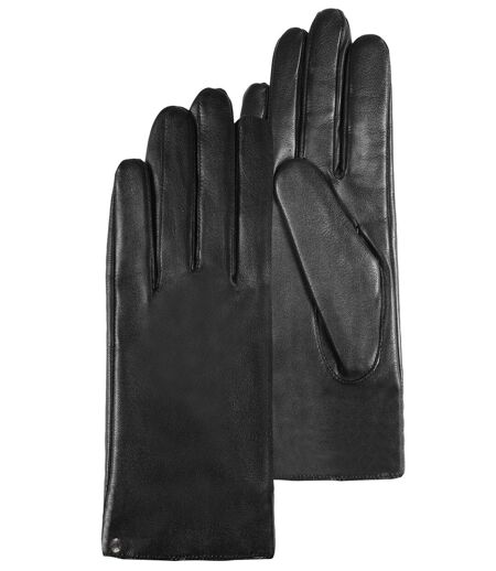 Isotoner Gants femme tactiles en cuir d'agneau - doublés micro fausse fourrure