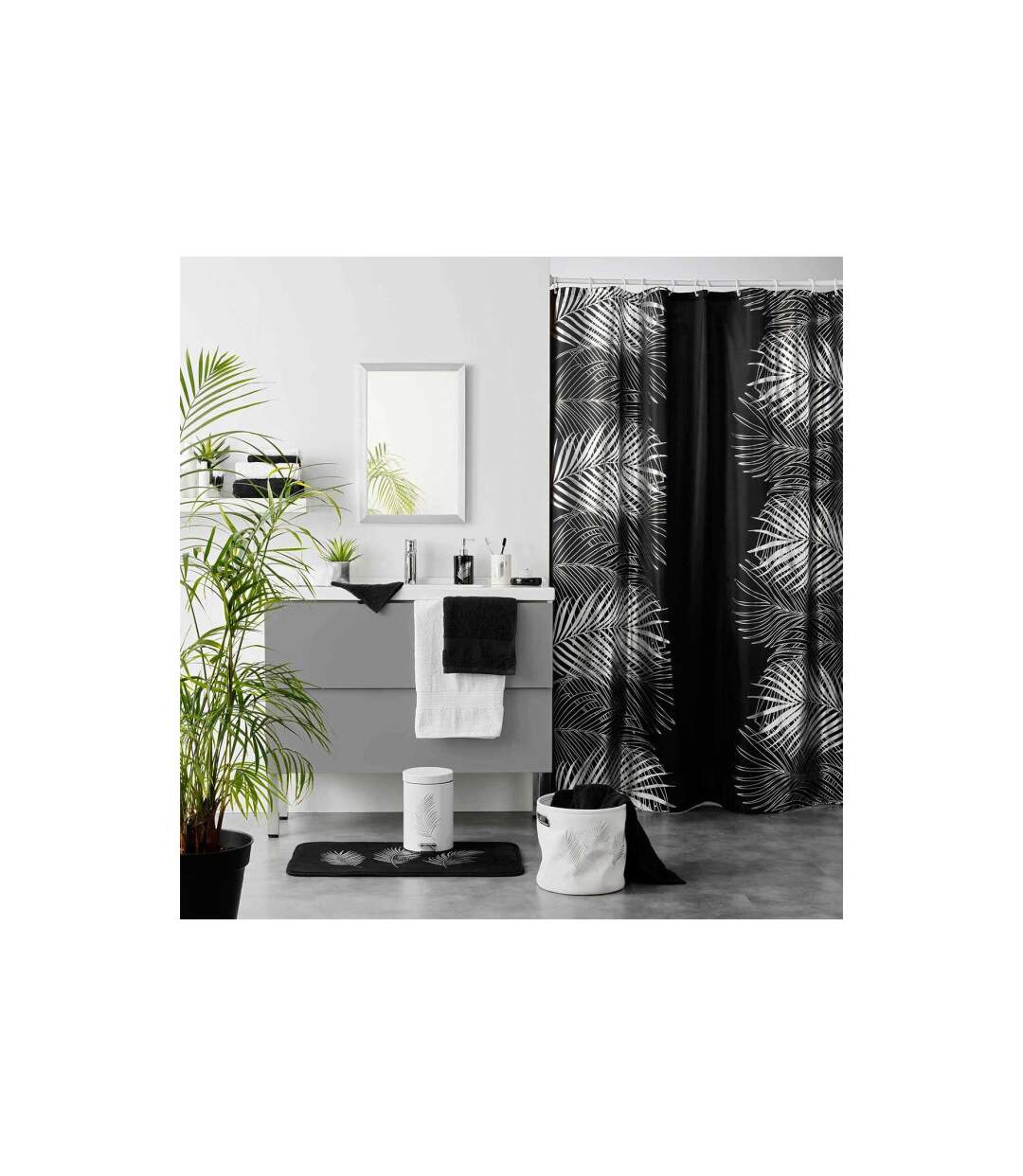 Tapis de Bain Imprimé Orbella 45x75cm Noir & Argent-2