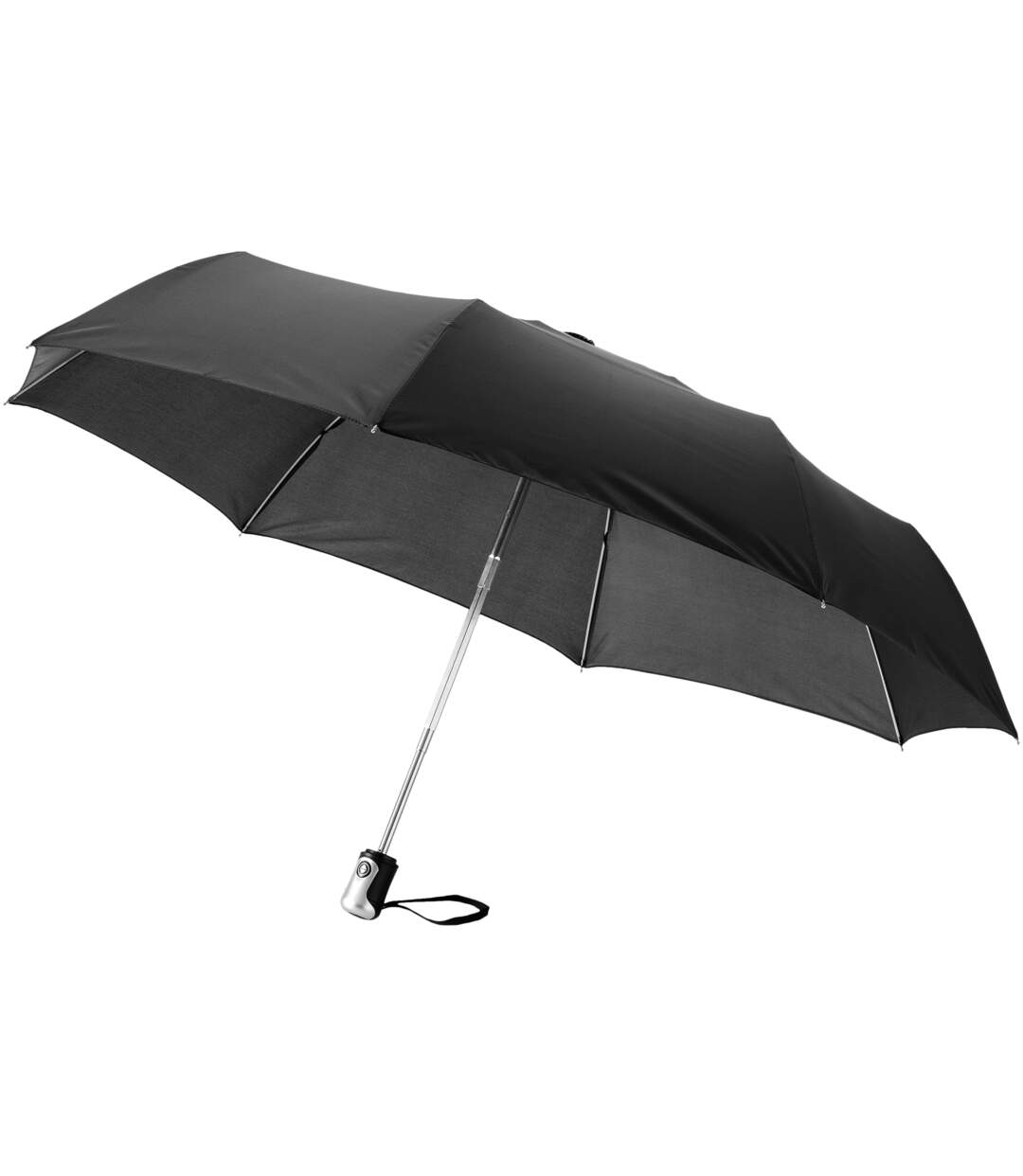 Bullet 21.5in Alex 3-Section Auto Open And Close Umbrella (Solid Black) (One Size) - UTPF902-1