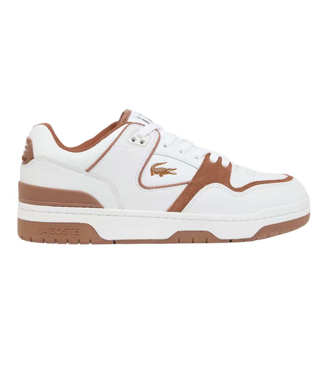Mens Court Cage Leather Trainers White Brown Lacoste-1
