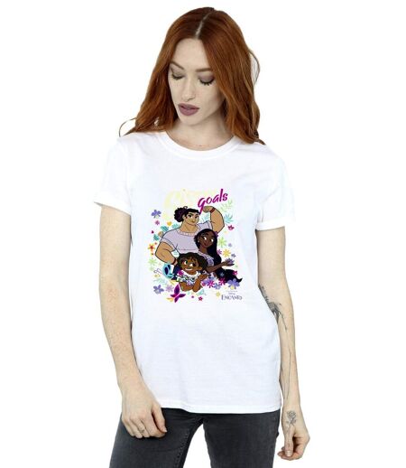 Disney Womens/Ladies Encanto Sister Goals Cotton Boyfriend T-Shirt (Blanc) - UTBI22342