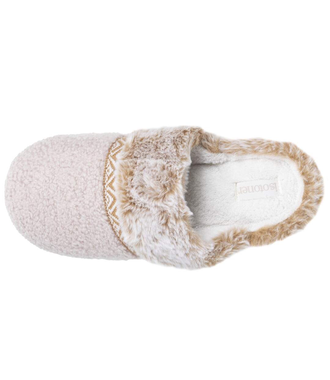 Isotoner Chaussons Mules femme ultra confortables, en maille bouclette, semelle crantée-2