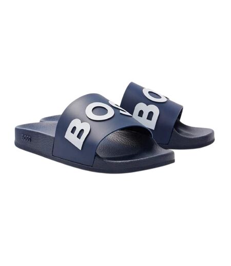 Claquettes Motif/style Logo Homme Bleu Foncé Boss
