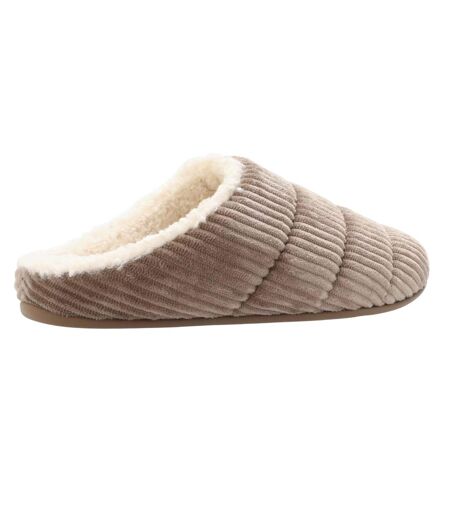 Womens/ladies chrissie corduroy fleece lined slippers mink FitFlop