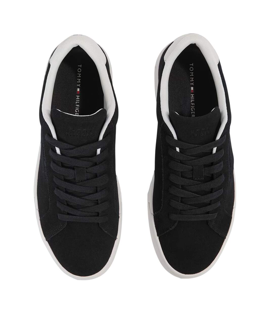 Mens Pebble Grain Court Leather Trainers Black White Tommy Hilfiger-3