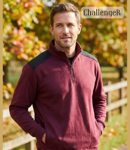 CHALLENGER PIERRO5 — Sweat molleton col camionneur bordeaux : chaleur et résistance