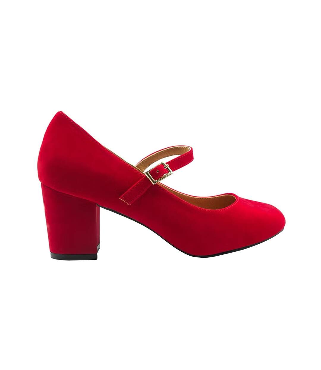 Womens/ladies araceli suede block heel mary janes red Where´s That From-1