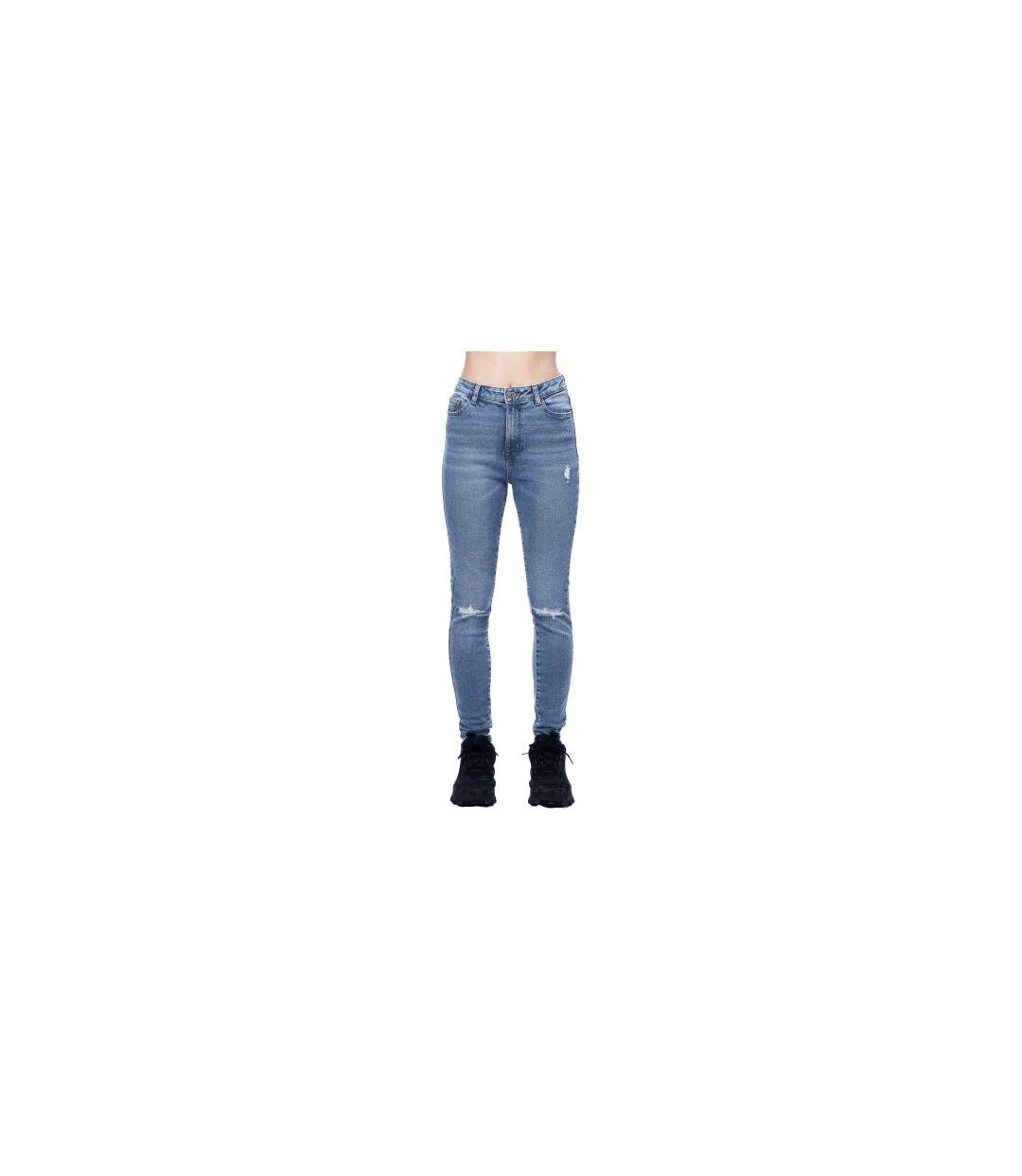 Jean Motif/style Usé Femme Bleu Pieces-1