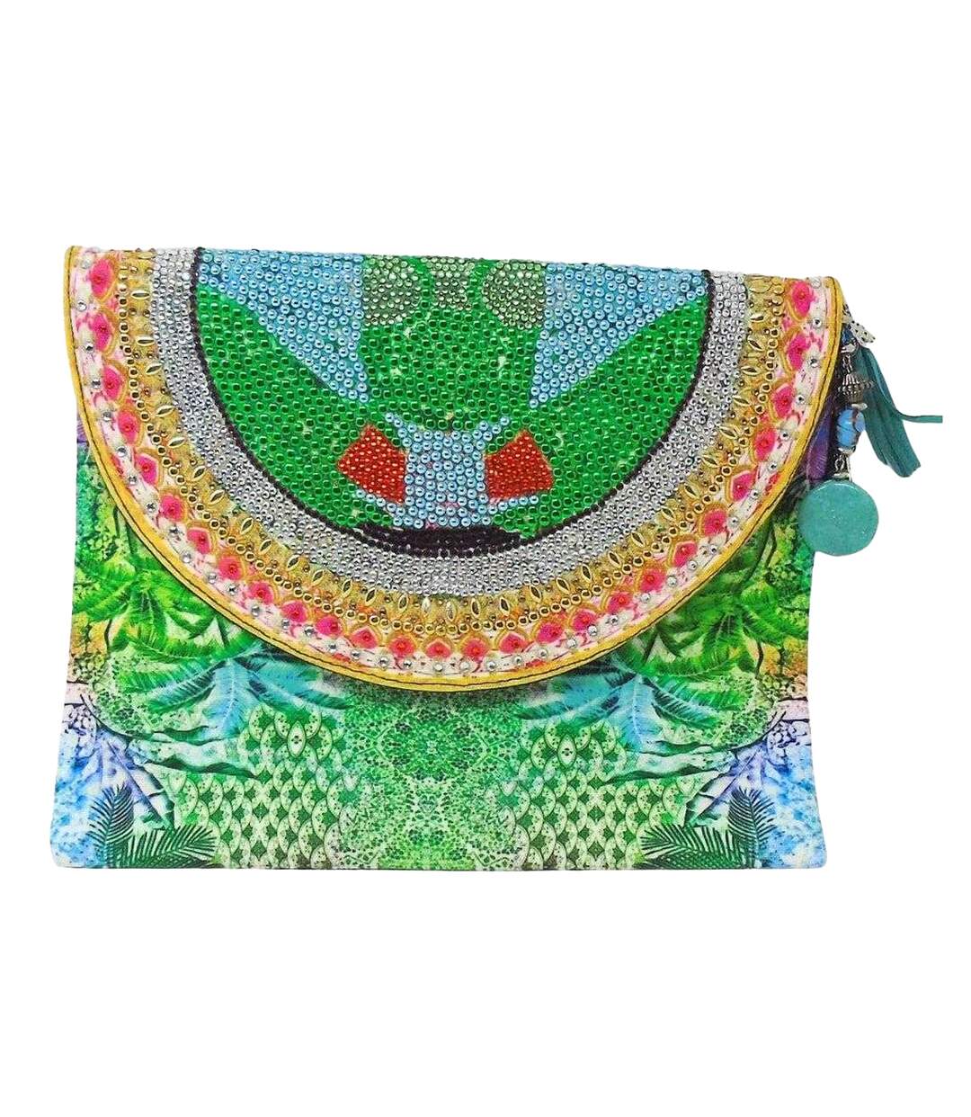 Palm Leaf Clutch Bag One Size Green Inoa-1
