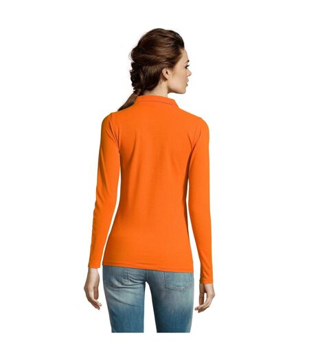 SOLS - Polo manches longues PERFECT - Femme (Orange) - UTPC2908