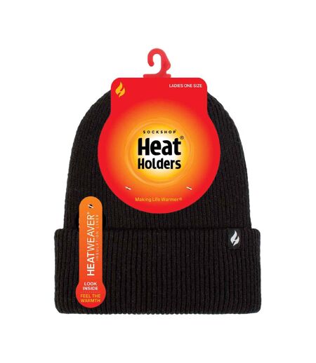 Ladies Fleece Lined Ribbed Thermal Turnover Hat for Winter