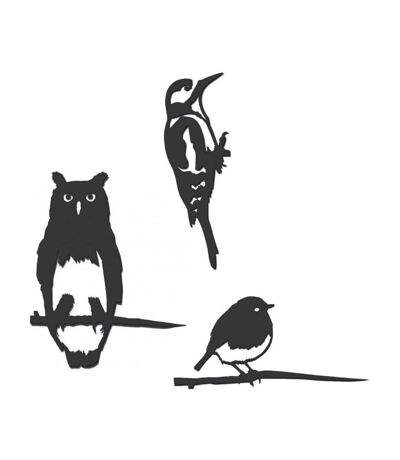 Oiseaux à planter taille mini en acier corten (Lot de 3)