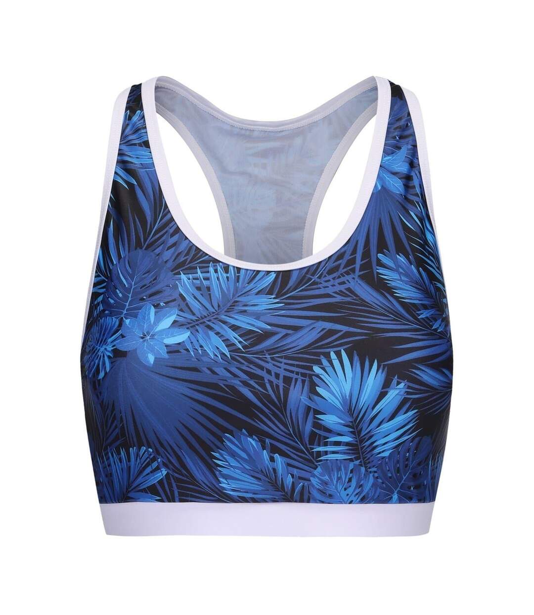 Haut De Maillot De Bain Motif/style Imprimé Feuille Femme Blanc Bleu Slazenger-1