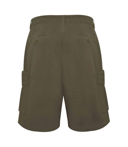 Mens Miles Cargo Shorts Khaki Green Pretty Green