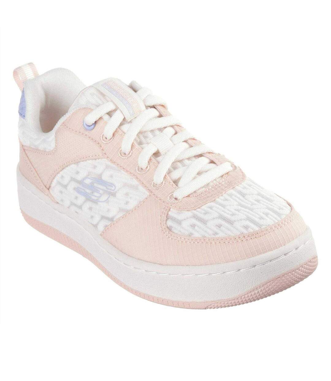 Baskets Sport Court Femme Blanc Cassé Rose Skechers-1