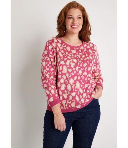 Pull motif léopard col rond
