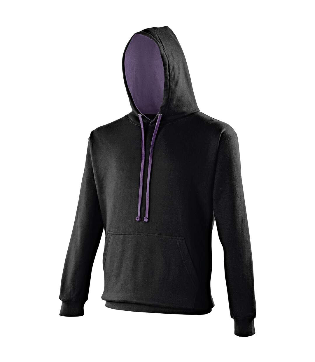 Awdis Varsity Hooded Sweatshirt / Hoodie (Jet Black/Purple) - UTRW165-1