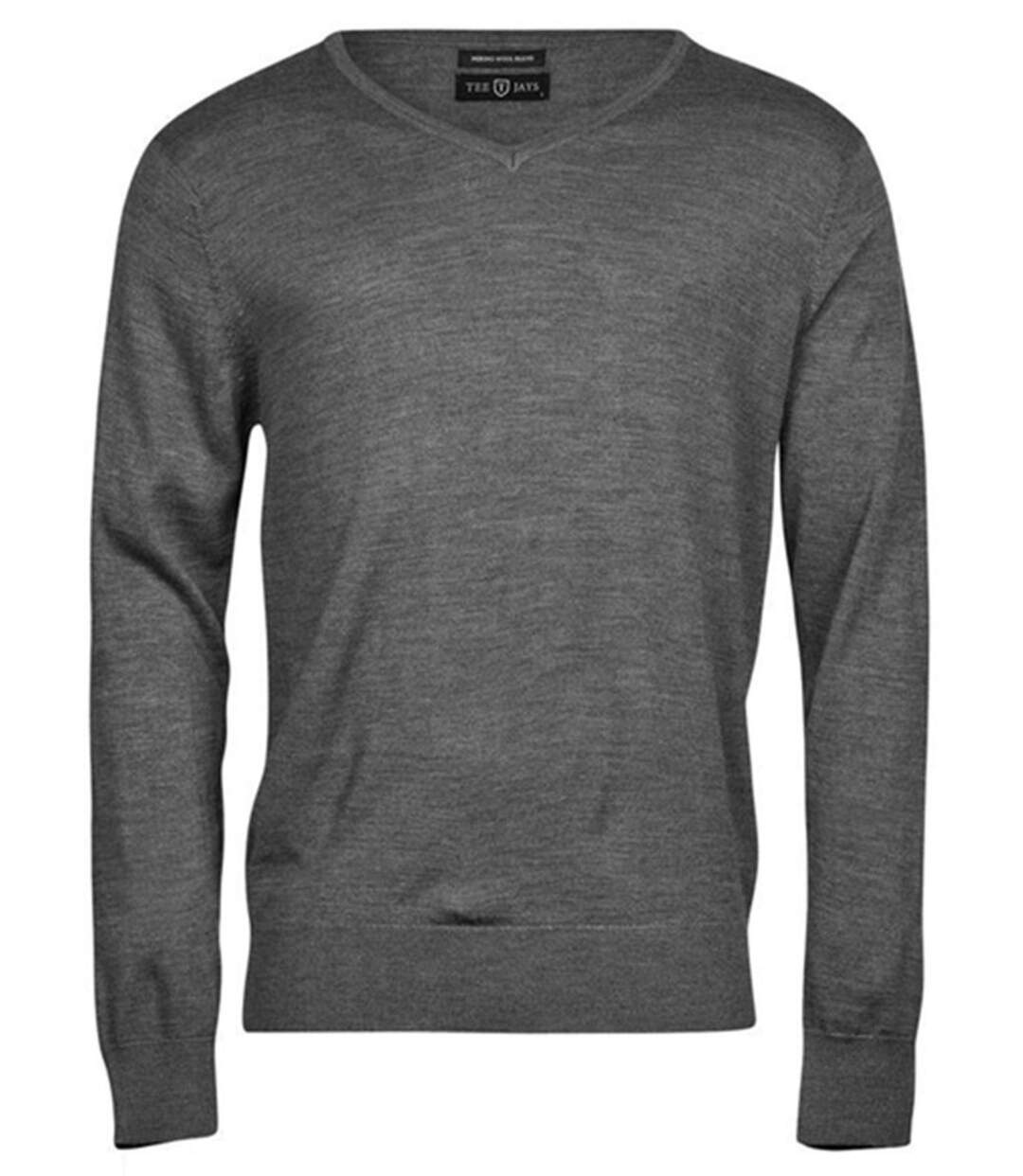 Pull classique laine col V - HOMME - 6001 - gris mélange