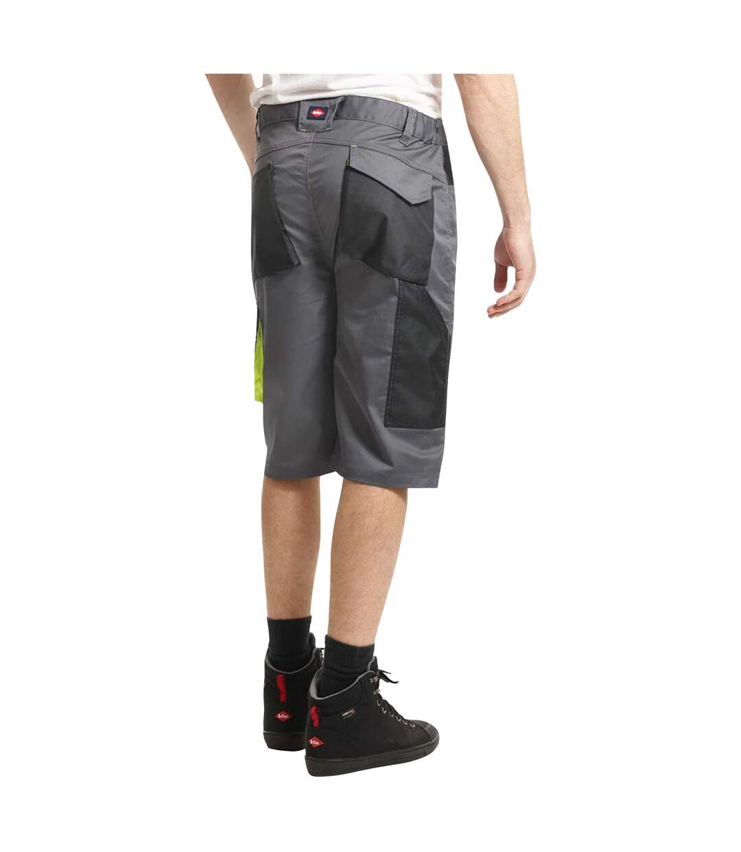 Mens Stretch Reflective Multi Pocket Cargo Shorts Grey Black Lee Cooper-2