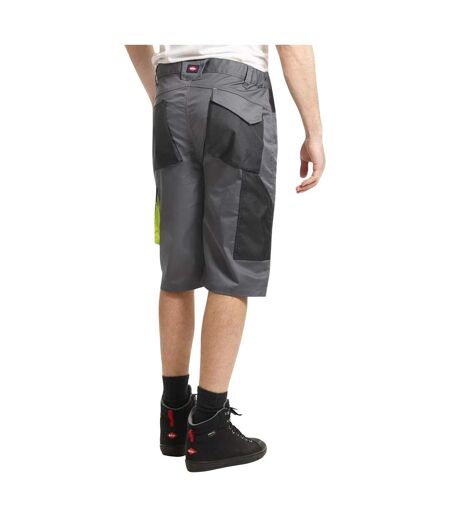 Mens Stretch Reflective Multi Pocket Cargo Shorts Grey Black Lee Cooper