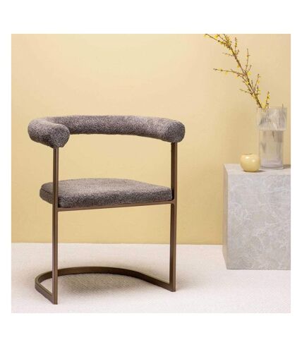 Chaise en tissu bouclette et acier marron Morning