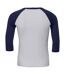 Canvas Mens 3/4 Sleeve Baseball T-Shirt (White/Denim)