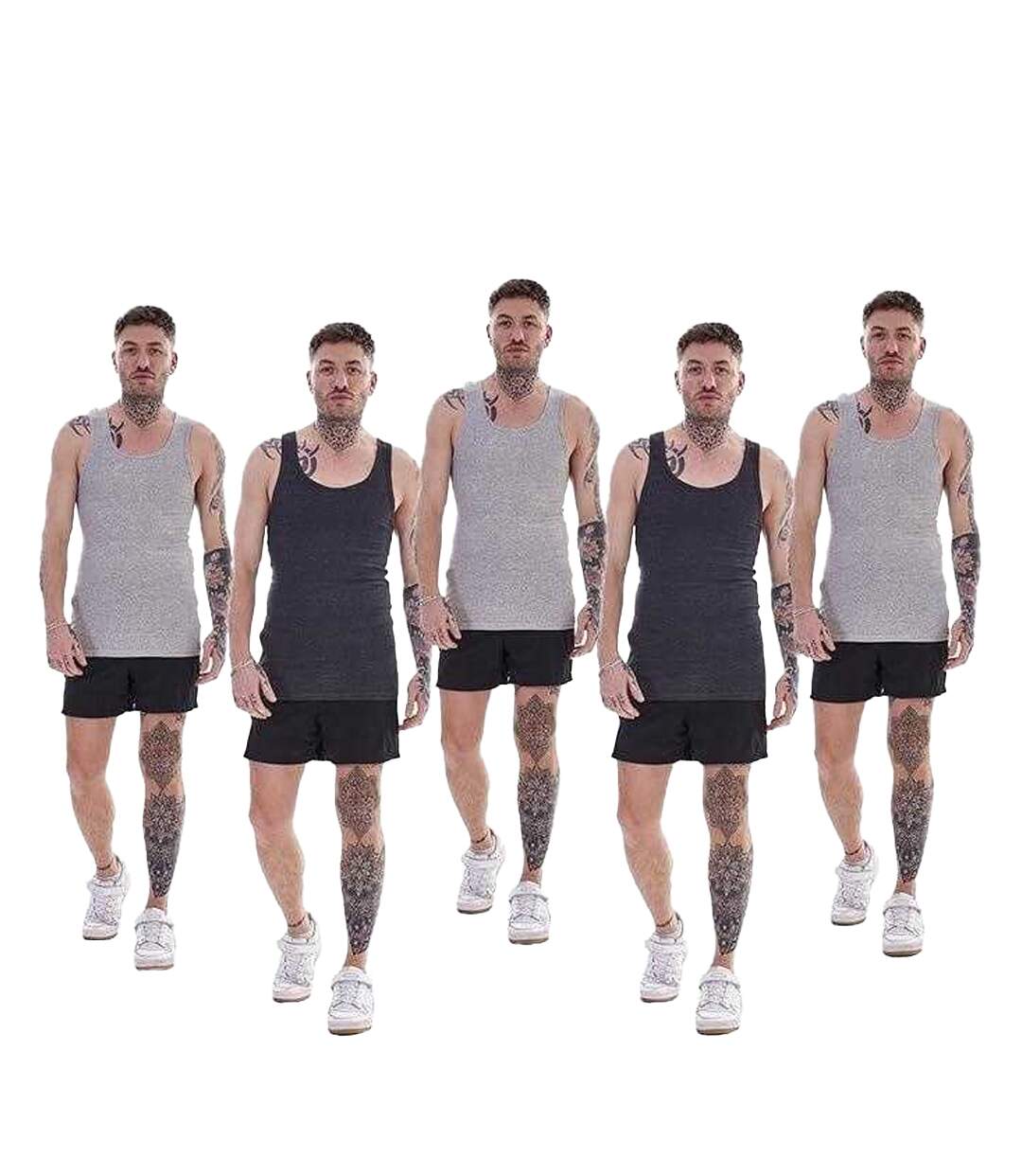 Débardeurs Motif/style Côtelé Homme Bleu Marine Charbon Noir Gris Keanu-1