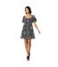 Womens/ladies cutwork puff sleeve mini dress black Dorothy Perkins