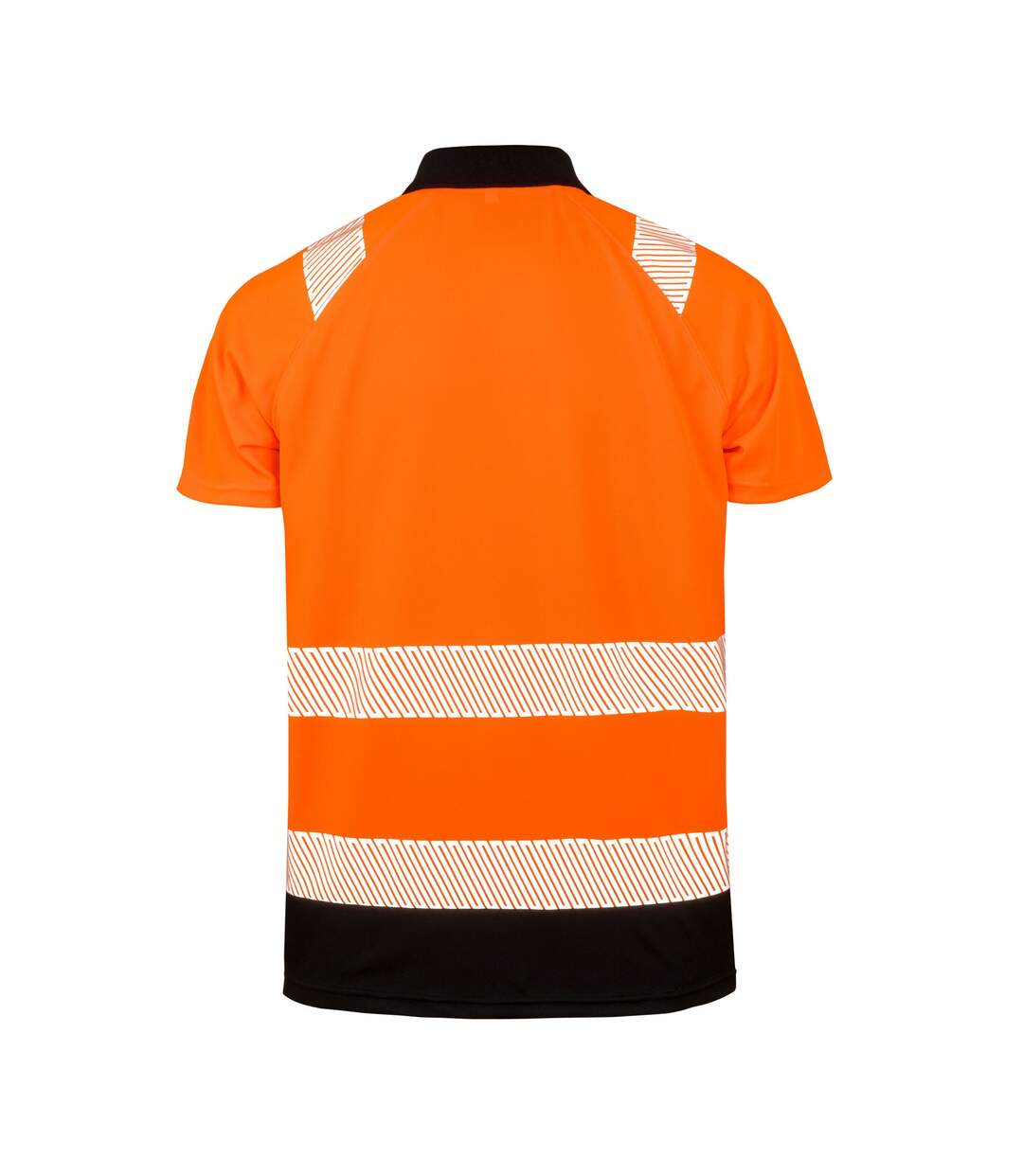 Polo Haute Visibilité Adulte Orange Fluo Noir Result Genuine Recycled-2