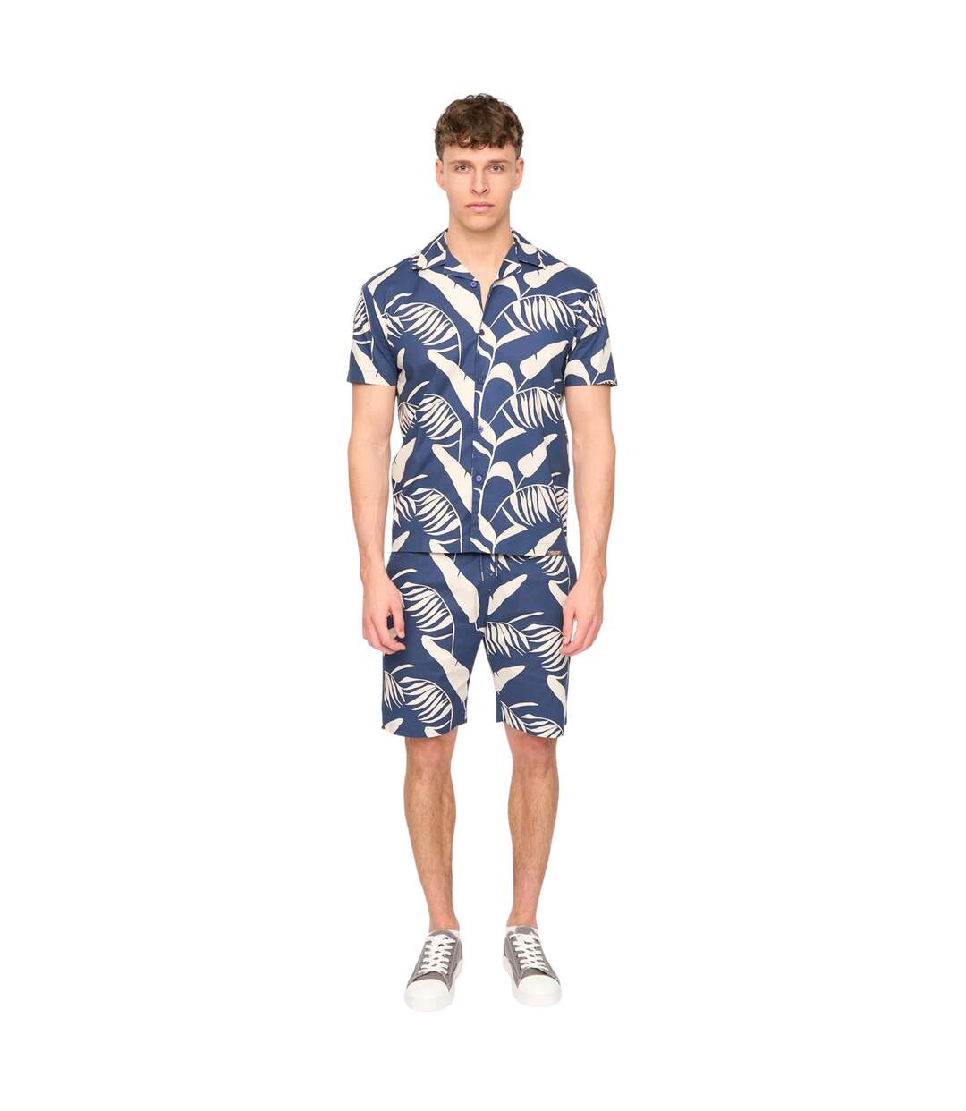 Ensemble T-shirt Et Short Motif/style Feuilles Tropicales Hopkinton Homme Bleu Marine Duck And Cover-1