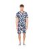 Ensemble T-shirt Et Short Motif/style Feuilles Tropicales Hopkinton Homme Bleu Marine Duck And Cover-1