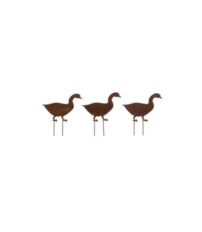 Décoration de Jardin 3 Canards 25cm Marron