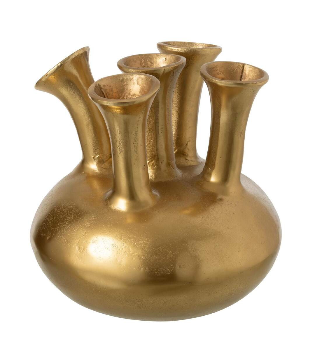 Vase Design en Métal Tulipe 33cm Doré-1