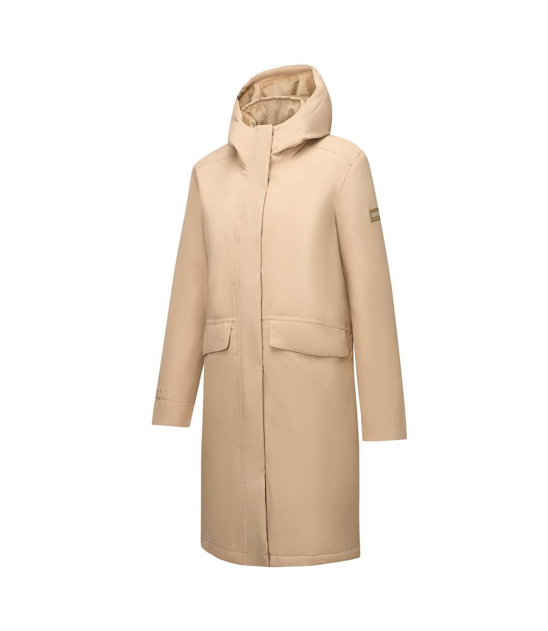 Veste Imperméable Longue Et Unie À Capuche Et Taille Ajustable Ramona Femme Beige Regatta-4
