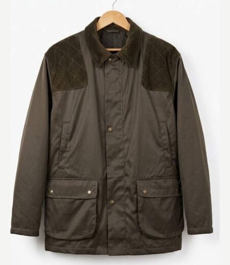 LEDERTYS CLASSIC — Veste de chasse vert : tissu déperlant et carnier PVC