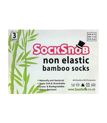 3 Pack Mens Antibacterial Anti Sweat Bamboo Socks With Non Elastic Top