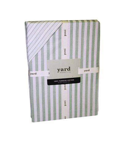 Hebden melange stripe duvet cover set eucalyptus The Linen Yard