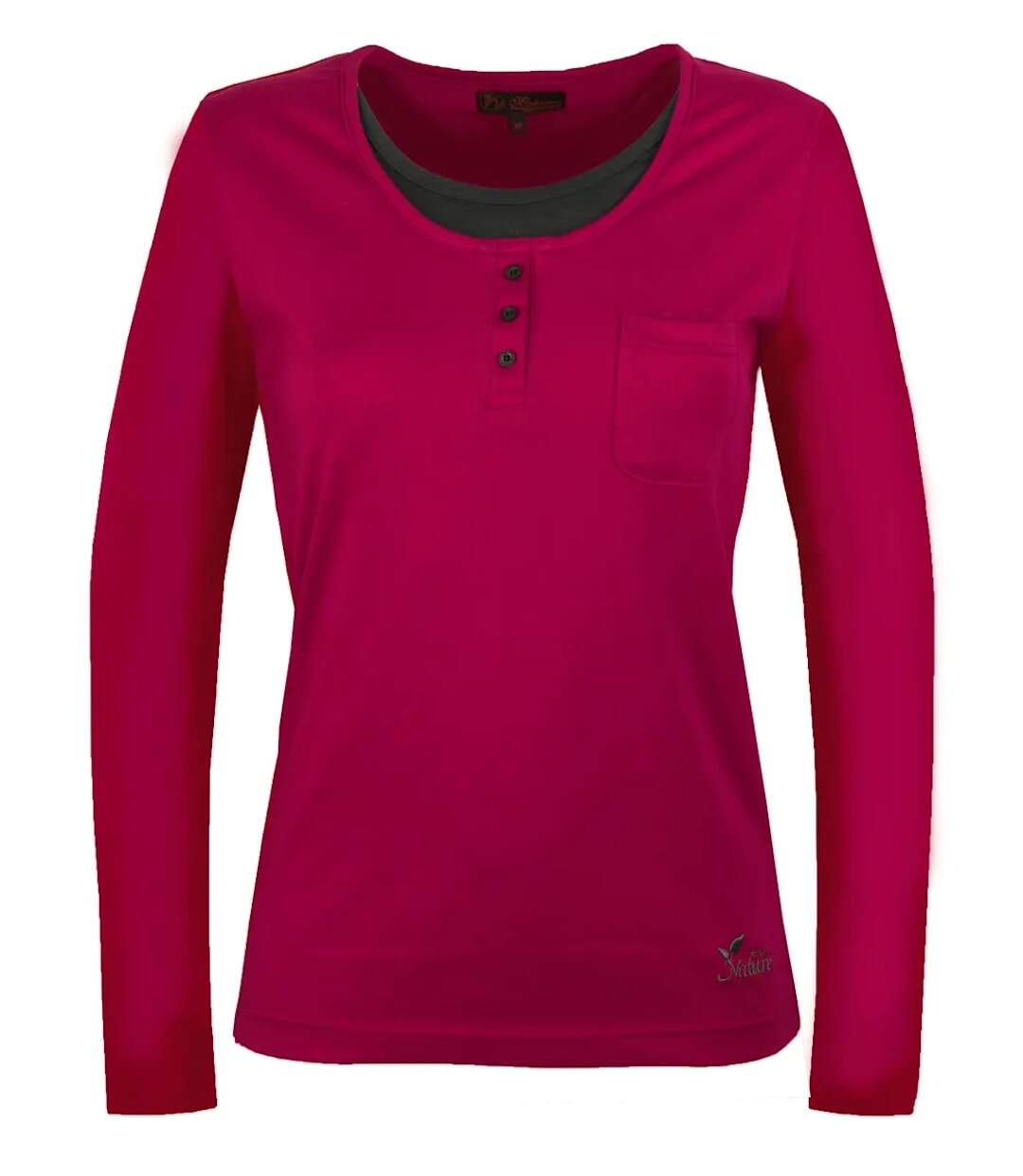 Mayflower NESTOR4 : Tee-shirt manches longues violet et gris avec col style boutonné-5