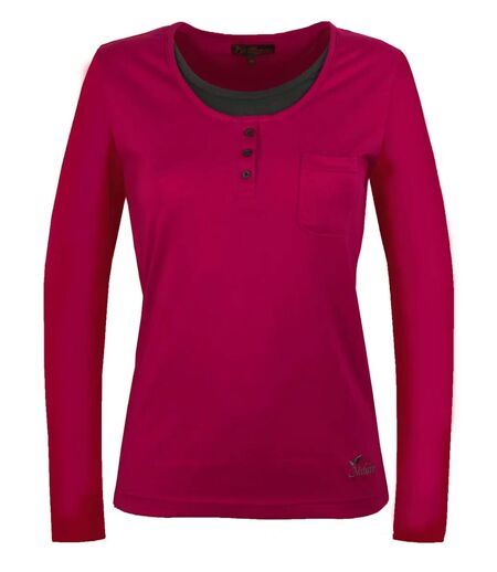Mayflower NESTOR4 : Tee-shirt manches longues violet et gris avec col style boutonné